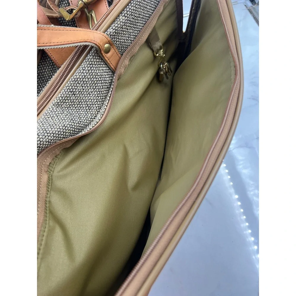 VTG Hartmann Leather Tweed Carry On Weekender Triple Compartment Expandable